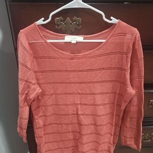 LOFT Salmon Striped Knit Blouse